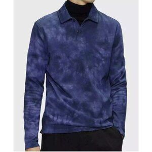 Ted Baker Crown Tie Dye Long Sleeve Pique Polo Blue Men's Size 6 (US XXL) NWT